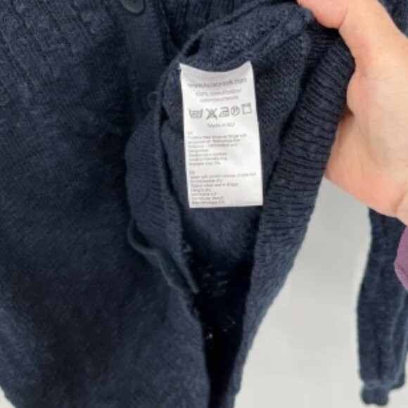 Holebrook Sweden Women’s Cardigan Sweater Size L Cotton Button Closure Navy - Picture 4 of 8